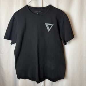 Vie + Riche Raw Hem Black Logo Tee Shirt Size M Minimal Streetwear Thick